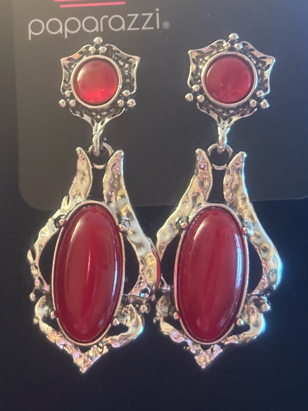 paparazzi Red Vintage-Inspired Drop Earrings